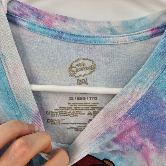 The simpsons Lisa hippie tee shirt tie dye xl blue boho 90s tshirt - Picture 3 of 3